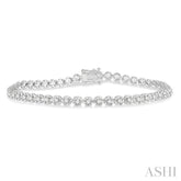 2 ctw Round Cut Diamond Illusion Tennis Bracelet in 14K White Gold